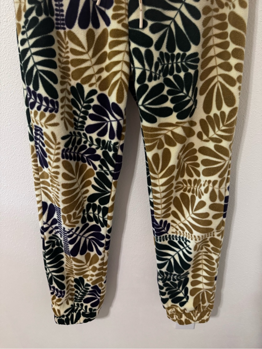 Parks Project Big Sur Ferns Polar Fleece Joggers Tan Green Purple Drawstring-M - Picture 5 of 12